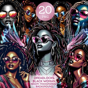 Dreadlocks Black Woman Png Black Girl African American Cliparts Hip Hop Afro Locs Hair Urban Stickers Black People Streetwear Tshirt Design