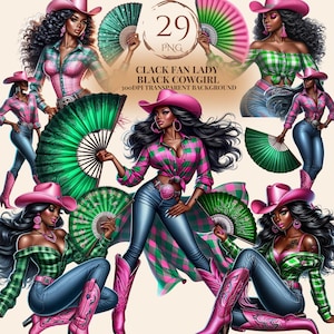 Clack Fan Lady Black Cowgirl Png Zwarte Vrouw Western Clipart Ontwerp Zwarte Mensen Rodeo Afro-Amerikaanse Laarzen Hoed Stickers Op De Grond