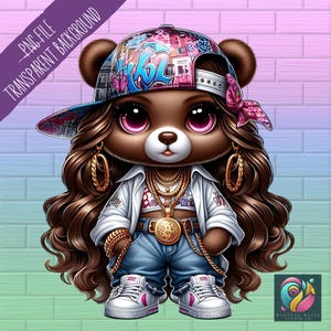 Urban Bear Png, Streetwear Png, Urban Png Designs, Hip Hop Bear Png, Hiphop Png, Streetwear Designs, Bear Png, Graffiti Bear, Girl Bear Png