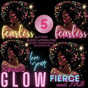 Glitter Black Woman Bundle Png Black Girl Clipart African American Black People Stickers Afro Women Designs Beautiful Black Girl Graphics
