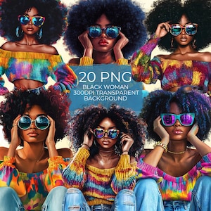Black Woman, Black Girl Png, African American Png, Black People, Sassy Girl, Women Png Designs, Black Girl Graphic, Colorful Black Woman Art
