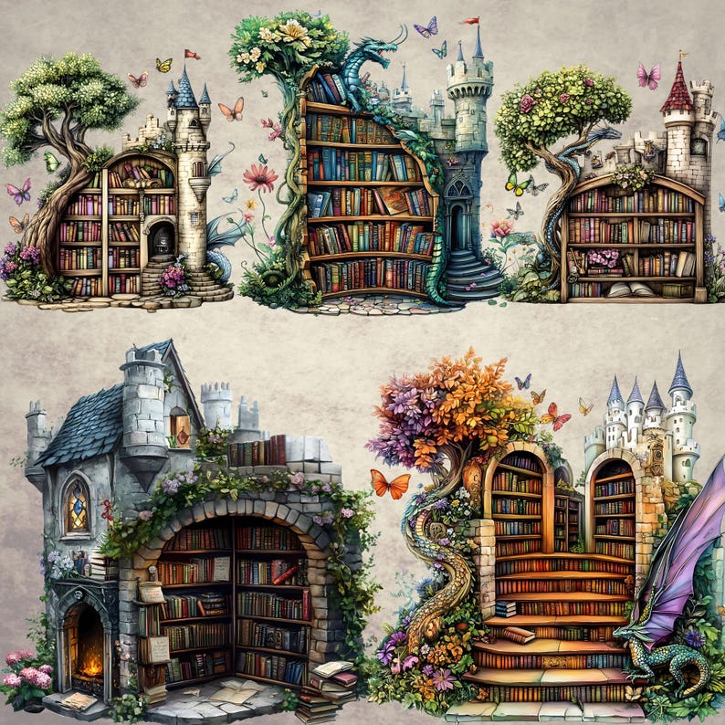 Bookshop Dragon Castle Png, Castlecore Flower, Cute Dragon Clipart Png ...