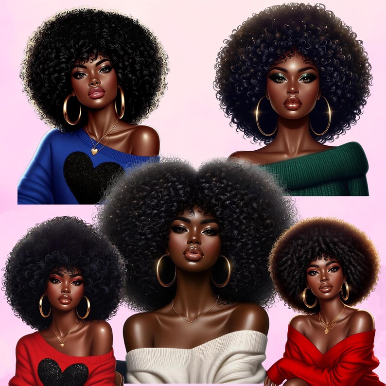 Black Woman, Bundle Png, Black Girl Png, African American Png, Black People, Afro Woman Women Png Designs, Black Girl Graphics, Glitter Png
