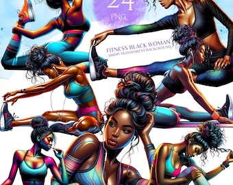 Fitness Black Women Png, Black Fitness Girl, African American Png, Gym Girl Png, Self Care Png, Afro Woman Designs, Black Girl Graphics