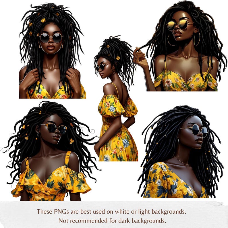 Dreadlocks Black Lady Bundle Png Black Girl Clipart African American ...