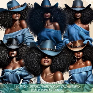 Black Woman, Bundle Png, Black Girl Png, African American Png, Black People, Afro Woman, Afro Hair, Western Png Cowgirl Png, Cowgirl Hat Png
