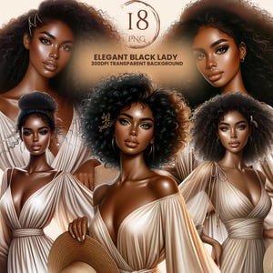 Elegant Black Lady Png Bundle African American Beautiful Afro Black Woman Designs Black People Cliparts Sassy Black Girl Graphic Stickers