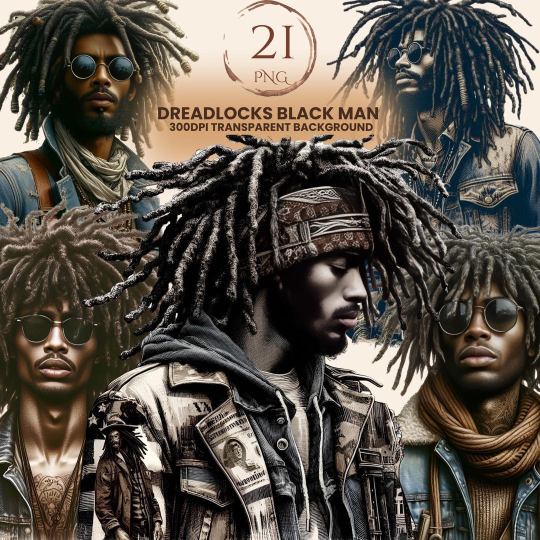 Dreadlocks Black Man Png Bundle Cool Black Men Png Stickers African ...