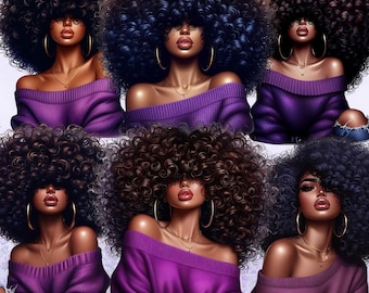 Black Woman, Bundle Png, Black Girl Png, African American Png, Black People, Afro Woman Women Png Designs, Afro Hair, Black Girl Graphics
