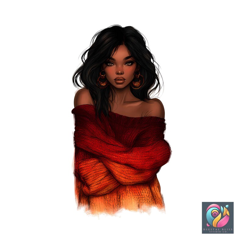 Beautiful Cozy Black Woman Png Bundle African American Girl Stickers ...