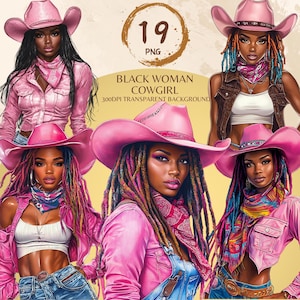 Black Women, Western Png Cowgirl Png, Bundle Png, Black Girl Png, African American Png, Black People, Afro Woman, Afro Hair, Cowgirl Hat Png