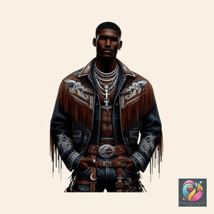 Western Black Cowboy Png Bundle Black Boy African American Male Clipart Black People Rodeo Sticker Afro Modern Man Cowboy Hat Graphic Design - showing the design image