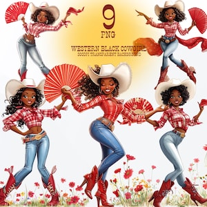 Western Black Cowgirl Line Dancing Png Black Woman Graphic Design Black People Rodeo Boots Hat Sticker Clack Fan On The Ground Clipart