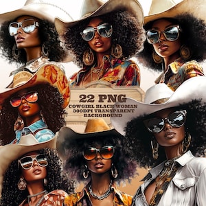 Black Woman, Western Png Cowgirl Png, Bundle Png, Black Girl Png, African American Png, Black People, Afro Woman, Afro Hair, Cowgirl Hat Png