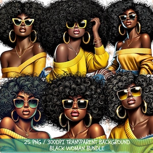 Black Woman, Bundle Png, Black Girl Png, African American Png, Black People, Afro Woman Women Png Designs, Afro Hair, Black Girl Graphics