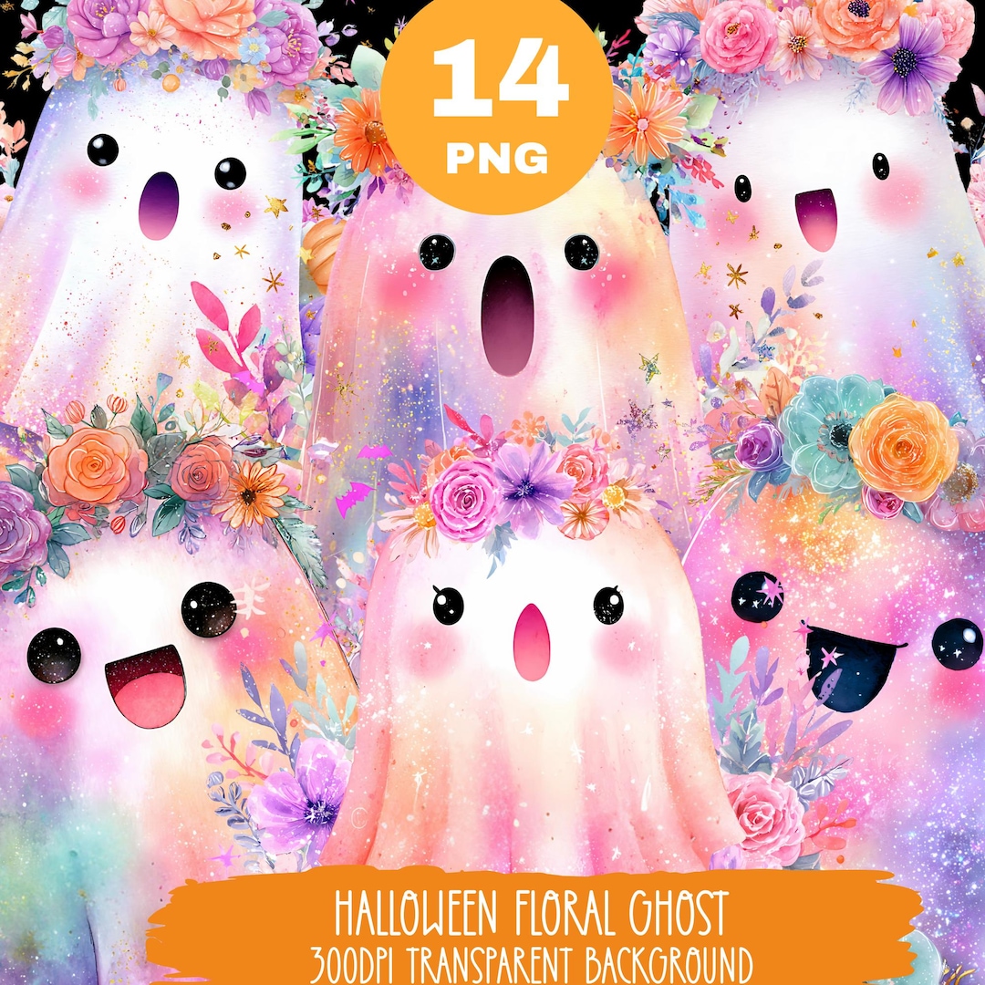 Halloween Floral Ghost Png Bundle Flower Spooky Season Clipart ...