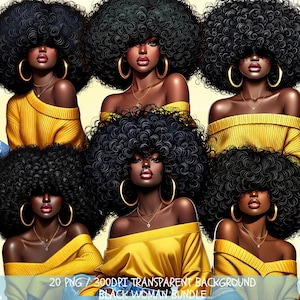 Black Woman, Bundle Png, Black Girl Png, African American Png, Black People, Afro Woman Women Png Designs, Afro Hair, Black Girl Graphics