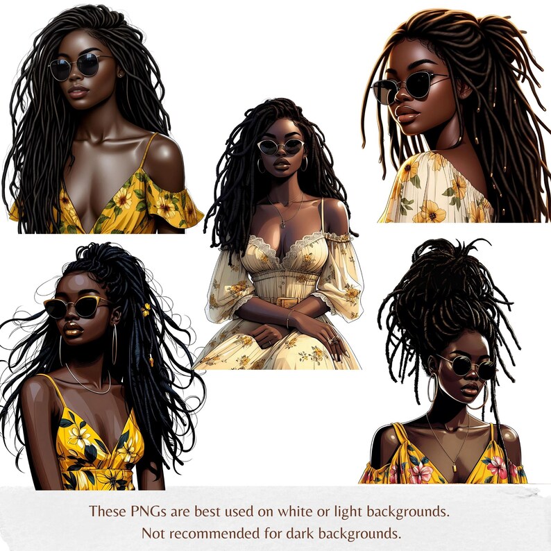 Dreadlocks Black Lady Bundle Png Black Girl Clipart African American ...