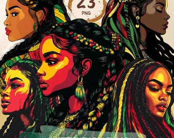 Juneteenth Black Lady Bundle Png 1865 Mese della storia dei neri Ragazza Clipart Afroamericana Persone di colore Adesivo Donna Afro Grafica di design