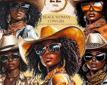 Black Woman, Western Png Cowgirl Png, Bundle Png, Black Girl Png, African American Png, Black People, Afro Woman, Afro Hair, Cowgirl Hat Png