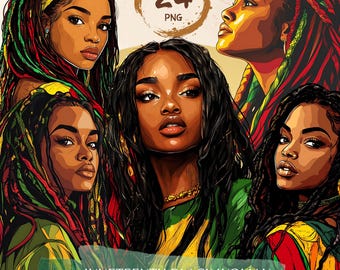 Juneteenth Black Woman Bundle Png 1865 Mese della storia dei neri Ragazza Clipart Afroamericano Persone nere Adesivo Afro Donne Design Grafica