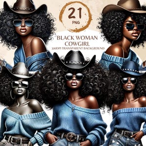 Black Woman, Bundle Png, Black Girl Png, African American Png, Black People, Afro Woman, Afro Hair, Western Png Cowgirl Png, Cowgirl Hat Png