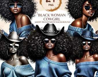 Donna nera, Bundle Png, Ragazza nera Png, Afroamericana Png, Persone di colore, Donna afro, Capelli afro, Western Png Cowgirl Png, Cappello da cowgirl Png