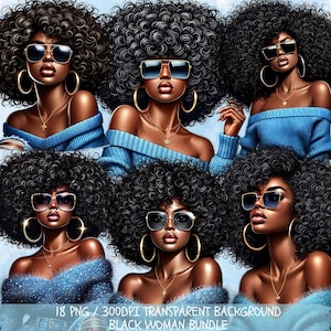 Black Woman, Bundle Png, Black Girl Png, African American Png, Black People, Afro Woman Women Png Designs, Afro Hair, Black Girl Graphics