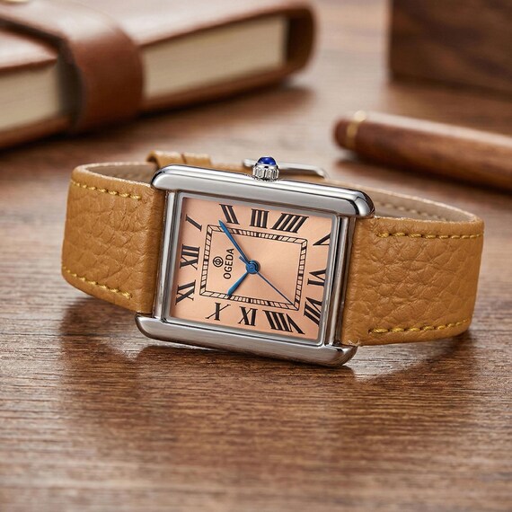 Classic Rectangular Tank Watch, Roman Numeral Women's Dress Watch, Watch for Men, Vintage Style Watch, Gift For Him/ Her