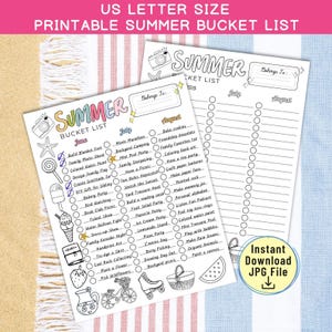 Printable Kids Summer Activities Bucket List, Kids Summer Bucket List 2025, Kids Bucket List for Summer Kids Activities, Instant Download