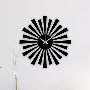 Sun Wall Clock, Sun Oversized Metal Wall Clock, Modern Large Wall Clock, Unique Wall Art, Silent Wall Clock, Minimalist Clock