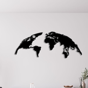 Mapamundi de metal para pared: decoración de continentes para el hogar, la oficina, la entrada y la sala de estar.