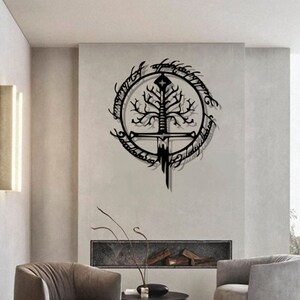 Decorazione murale in metallo ispirata a Tolkien: cartello del Signore degli Anelli per la sala cinema, regalo di Natale unico per i fan degli Hobbit