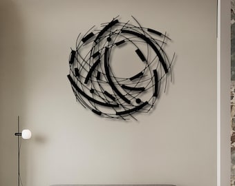 Abstract Metal Wall Art: Modern Black Sculpture