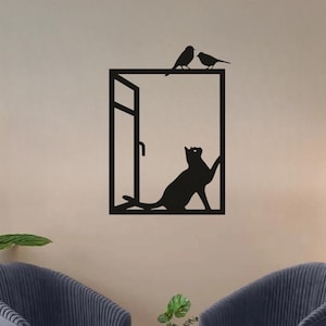 Decorazione da parete in metallo per la casa, uccelli su un ramo, cartello con uccelli per finestra, arredamento boho per interni, regalo per lei, decorazione da parete in metallo per il soggiorno, regalo di inaugurazione della casa