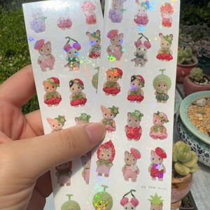 Fruit Critter Animal Sticker Sheet | Stickers, Deco, Korean Stationery ...