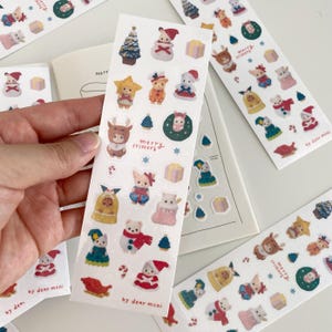 Merry Christmas Critter Tier Sticker Blatt | Süße Aufkleber, Deko, koreanisches Briefpapier, Penpal, Journaling, Planer, Geschenkaufkleber