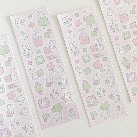 Holographic Bunny Sticker Sheet: Kawaii Planner Stickers
