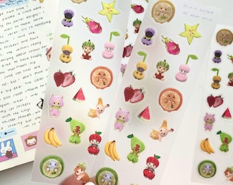Fruit Salad Animals Clear Sticker Sheet | Matte, Waterproof, Planner Sticker