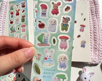 Enchanted Forest Waterproof Sticker Sheet | Fairy Animals & Florals