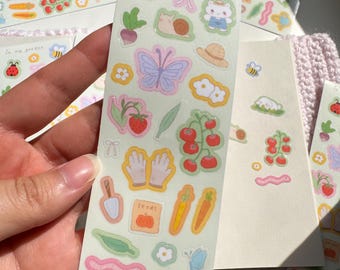 Garden Sticker Sheet | Planner Sticker, Journaling, Penpal, Deco, Korean Stationery, Gifts for her, Kawaii