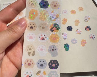 Cat Paws Sticker Sheet | Waterproof, Kawaii Planner Stickers, Journaling, Scrapbook
