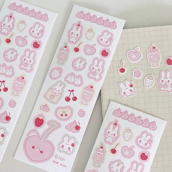 Cherry Buns Sticker Sheet | Cute Stickers, Deco, Korean Stationery, Penpal, Journaling, Planner Stickers