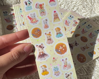 Dessert Critter Animal Sticker Sheet | Stickers, Deco, Korean Stationery, Penpal, Journaling, Planner, Decals, Kawaii