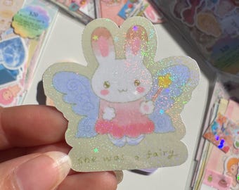 Fairy Bunny Sticker | Waterproof Holographic Kawaii Flake