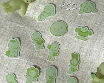 Mini Green Guy Holographic Sticker Flake: Kawaii Planner, Journaling Decal