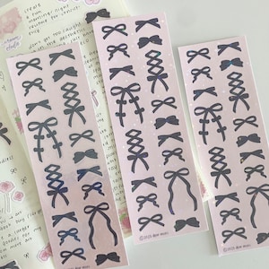 kokette schwarze Schleifen Sticker Bogen | Niedliche Aufkleber, Deko, Schreibwaren, Journaling, Planer, Penpal