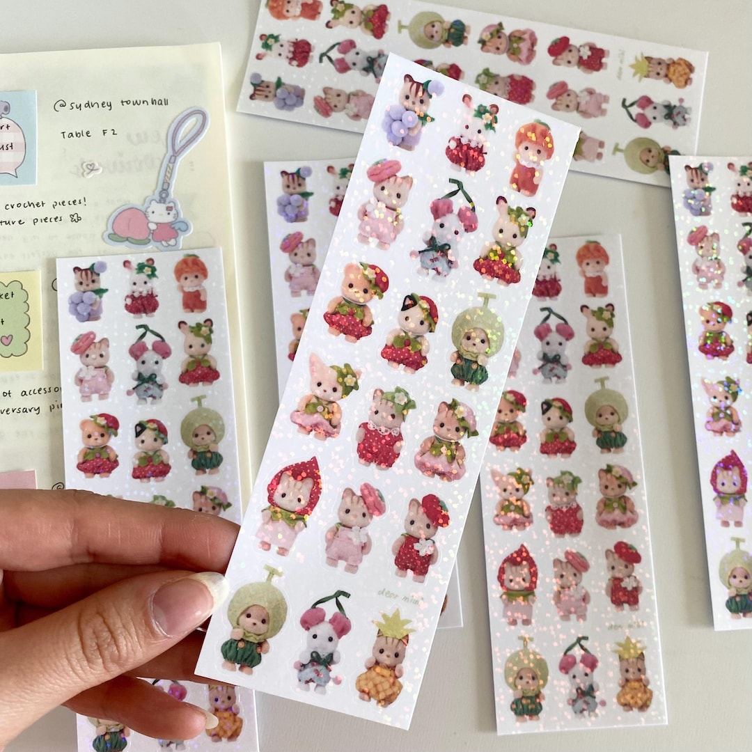 Fruit Critter Animal Sticker Sheet | Stickers, Deco, Korean Stationery ...