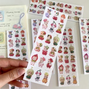 Fruit Critter Tier Aufkleber Bogen | Niedliche Aufkleber, Deko, Schreibwaren, Journaling, Planer, Penpal