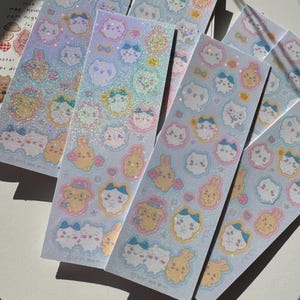 Süßer Hase und Hamster Emoticon Sticker Bogen | Süße Aufkleber, Deko, koreanisches Briefpapier, Penpal, Journaling, Planer Aufkleber, Essen